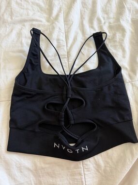 NVGTN Black Lace-Up Back Strappy Sports Bra